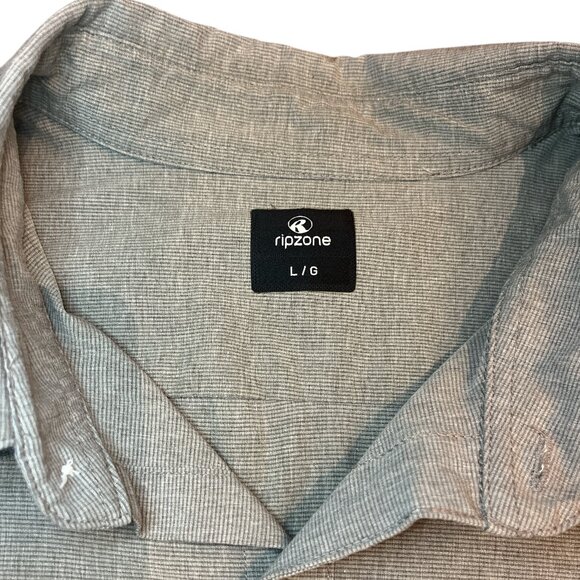 RIPZONE Men's Shortsleeved Button Down Shirt Size Large Poly Cotton Grey - Picture 4 of 8